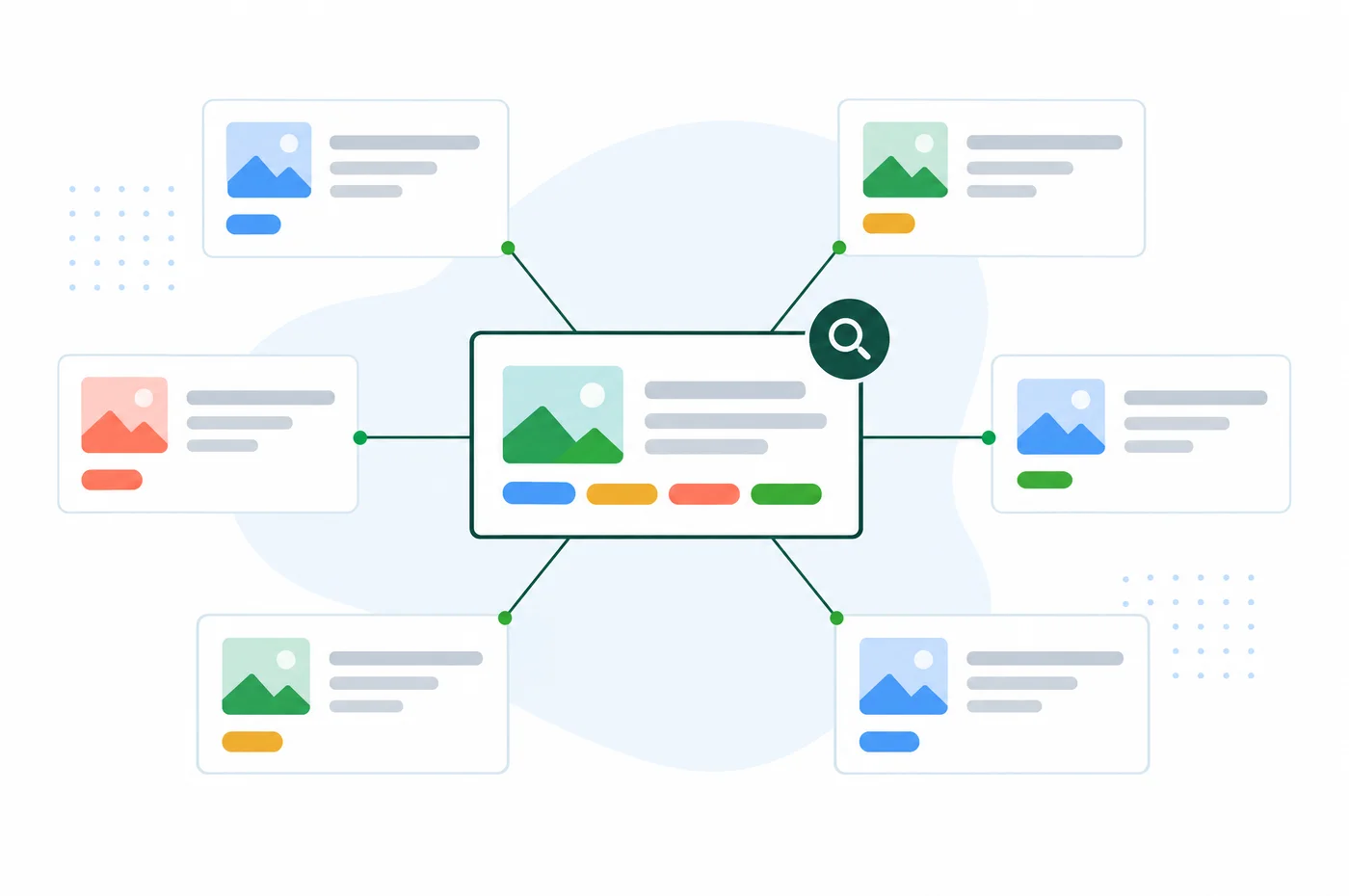 Illustration of a content topic map linking articles